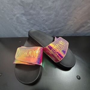 PINK Victoria's Secret Iridescent Slide Sandals